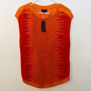 New Large Worthington Red/Orange Pattern Short Sleeve Sweater Top